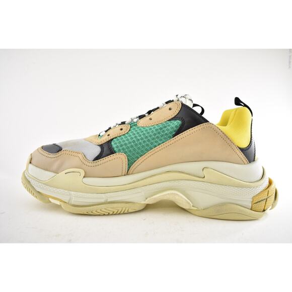 Balenciaga Triple S Sneakers Beige Green Yellow 2018 Reissue Flat Platform 46 13 - Picture 12 of 15